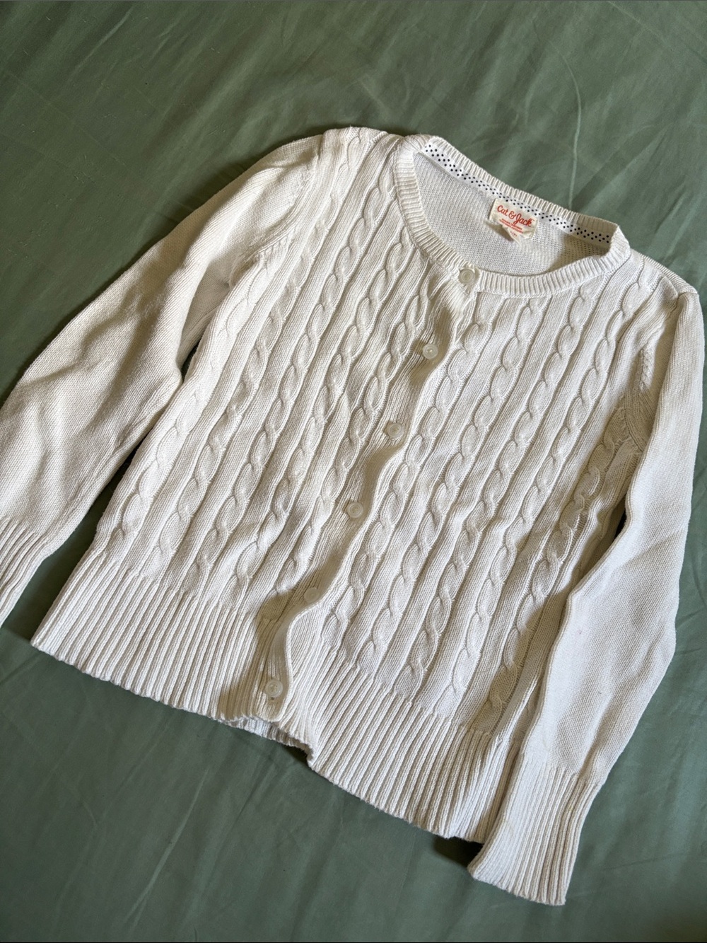 Cat & Jack White Cable Knit Button-Up Cardigan